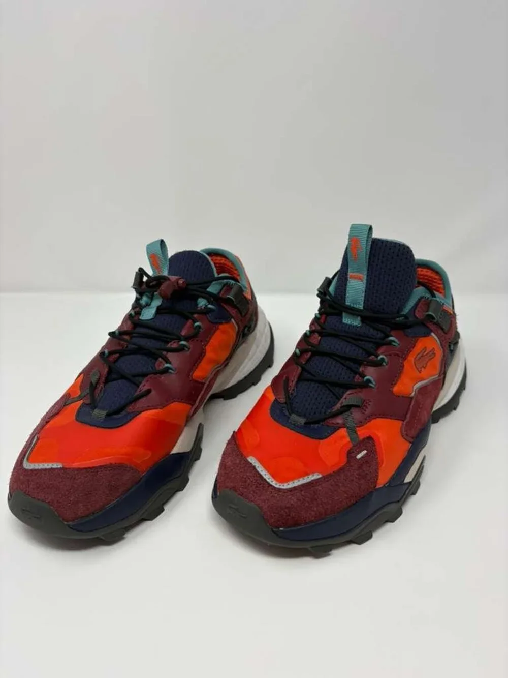 Lacoste L-Guard Breaker Sneakers Mens US 9.5 Orange Burgundy Shoes